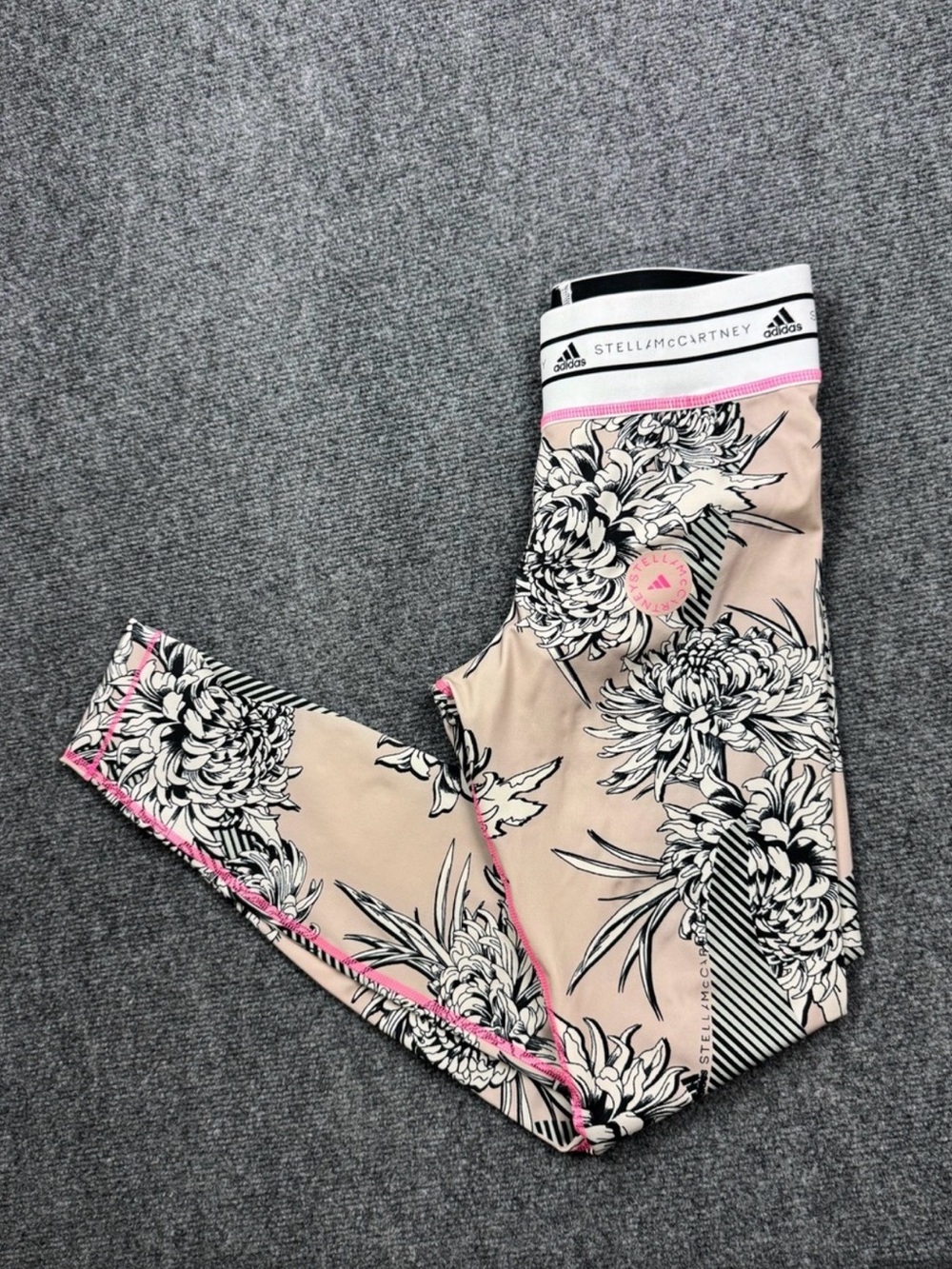 Adidas by Stella McCartney Beige and Pink Floral Girls' Leggings